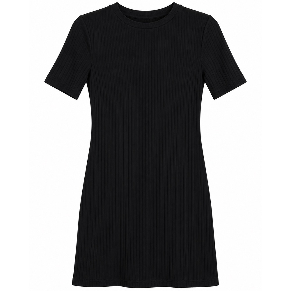 Sanctuary Must Have Rib Dress Large NWT Black Ribbed Mini T-Shirt Dress $69